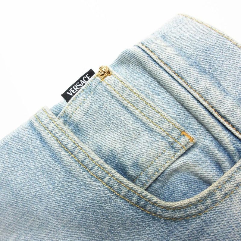 Versace Royal Rebellion Contrast Denim Pants Medusa Baroque Style Jeans 30