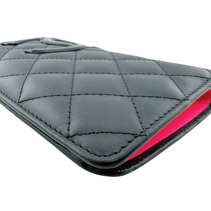 Chanel Wallet Cambon Line CC Logo Leather Black