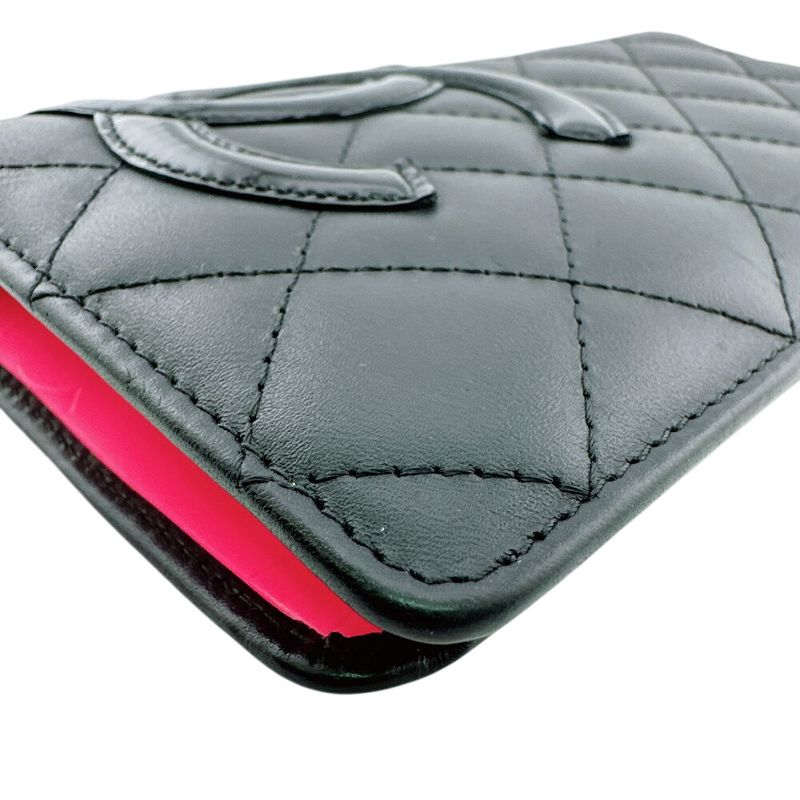 Chanel Wallet Cambon Line CC Logo Leather Black