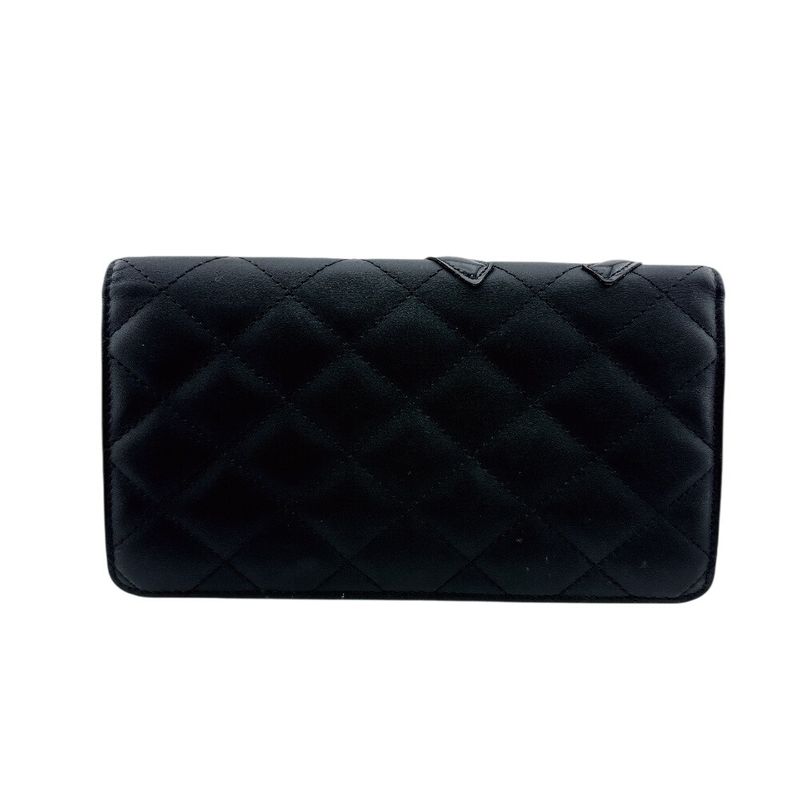 Chanel Wallet Cambon Line CC Logo Leather Black