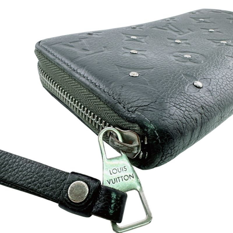 Louis Vuitton Studded Zippy Wallet Platine Monogram Empreinte Leather Black