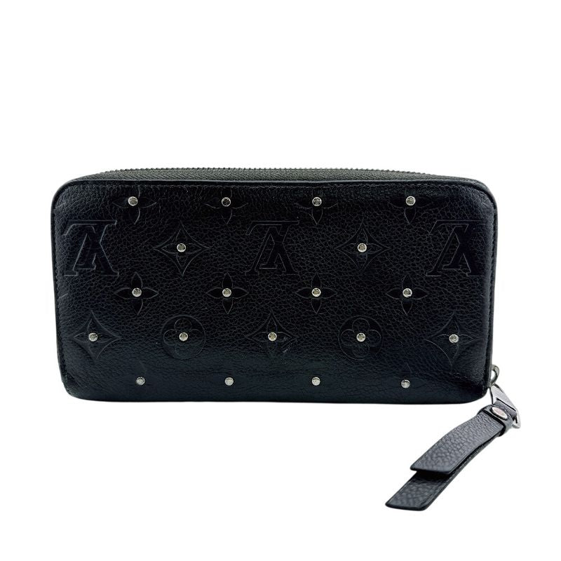 Louis Vuitton Studded Zippy Wallet Platine Monogram Empreinte Leather Black