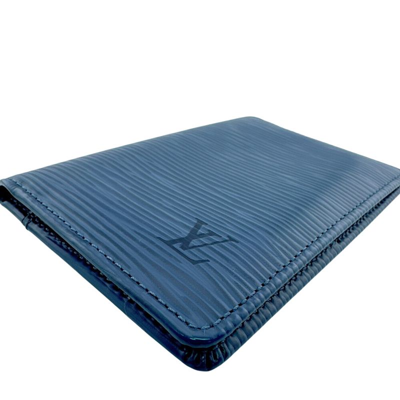 Louis Vuitton Business Card Holder Fixed Era Organizer Poche Epi Case Blue