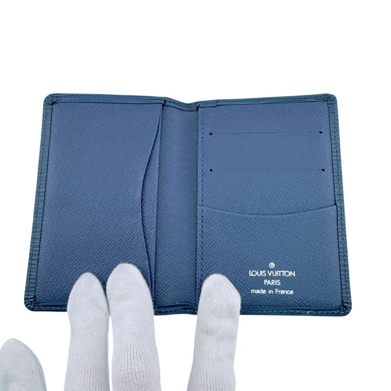 Louis Vuitton Business Card Holder Fixed Era Organizer Poche Epi Case Blue