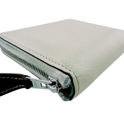 Hermes Coin Card Case Purse Leather Bifold Wallet White