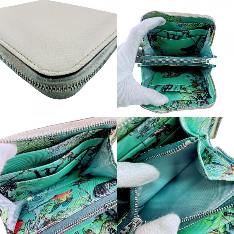 Hermes Coin Card Case Purse Leather Bifold Wallet White