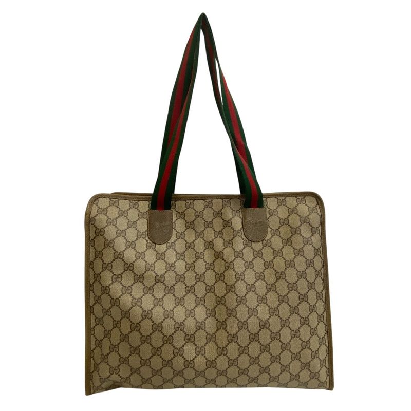 Gucci 997 Vintage GG Pattern Shoulder Sherry Line Tote Beige