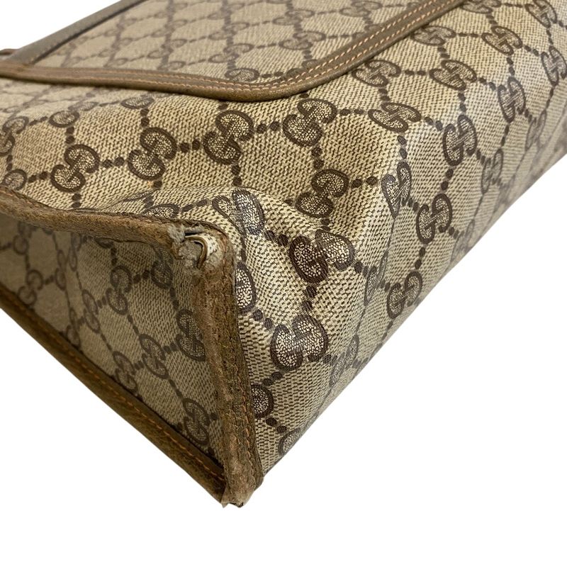 Gucci 997 Vintage GG Pattern Shoulder Sherry Line Tote Beige