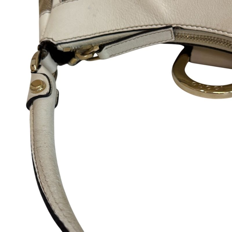 Gucci GG Pattern Shoulder Abbey Canvas Handbag Beige