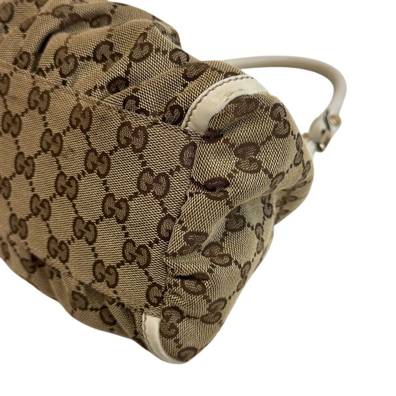 Gucci GG Pattern Shoulder Abbey Canvas Handbag Beige