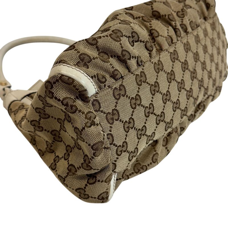 Gucci GG Pattern Shoulder Abbey Canvas Handbag Beige