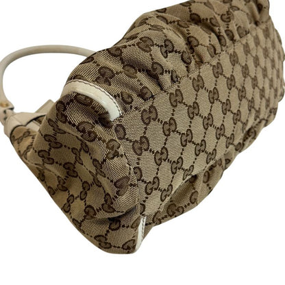 Gucci GG Pattern Shoulder Abbey Canvas Handbag Beige