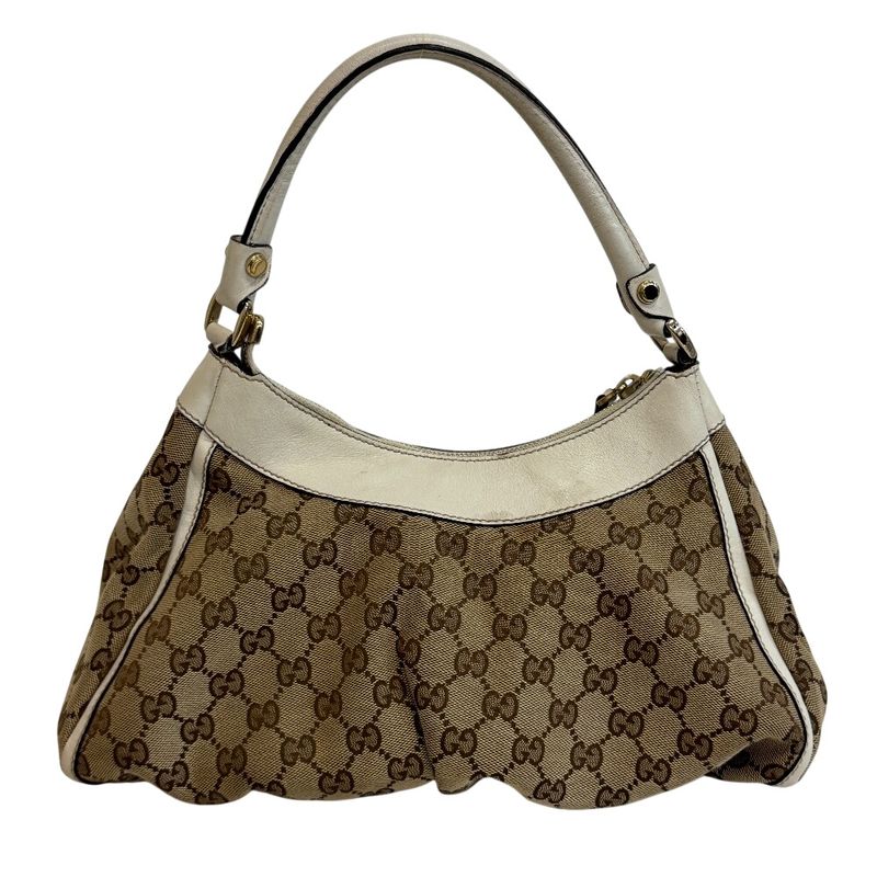Gucci GG Pattern Shoulder Abbey Canvas Handbag Beige