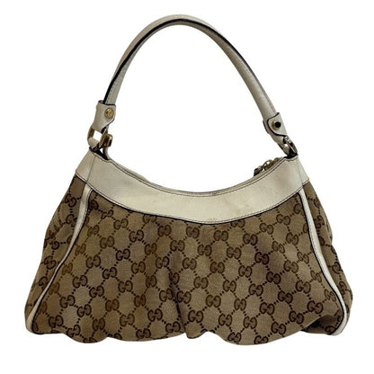 Gucci GG Pattern Shoulder Abbey Canvas Handbag Beige
