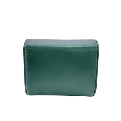 Celine Compact Wallet Small Flap Triomphe Leather Trifold Green