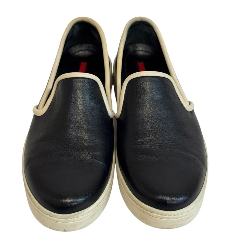 Prada Sports Slip Ons Leather Sneakers Black
