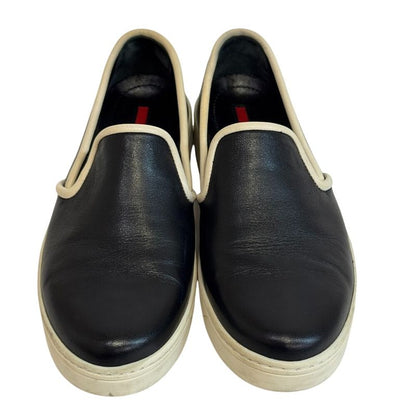 Prada Sports Slip Ons Leather Sneakers Black