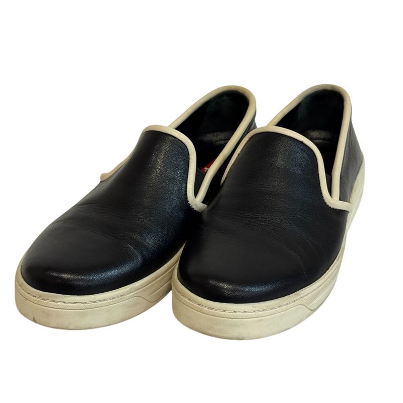 Prada Sports Slip Ons Leather Sneakers Black