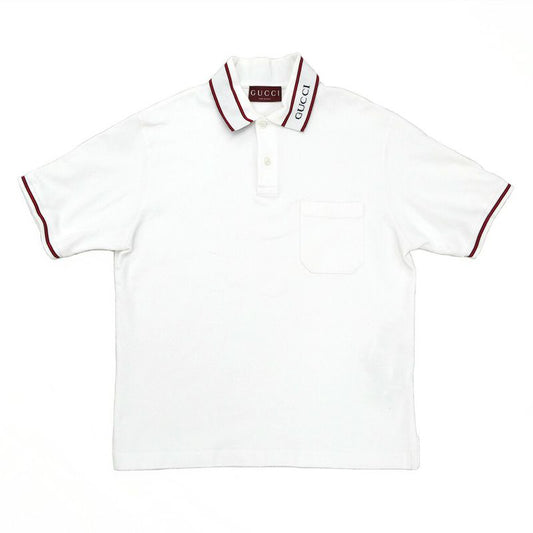 Gucci Cotton Pique Polo Shirt White S Short Sleeve Blue Red Striped