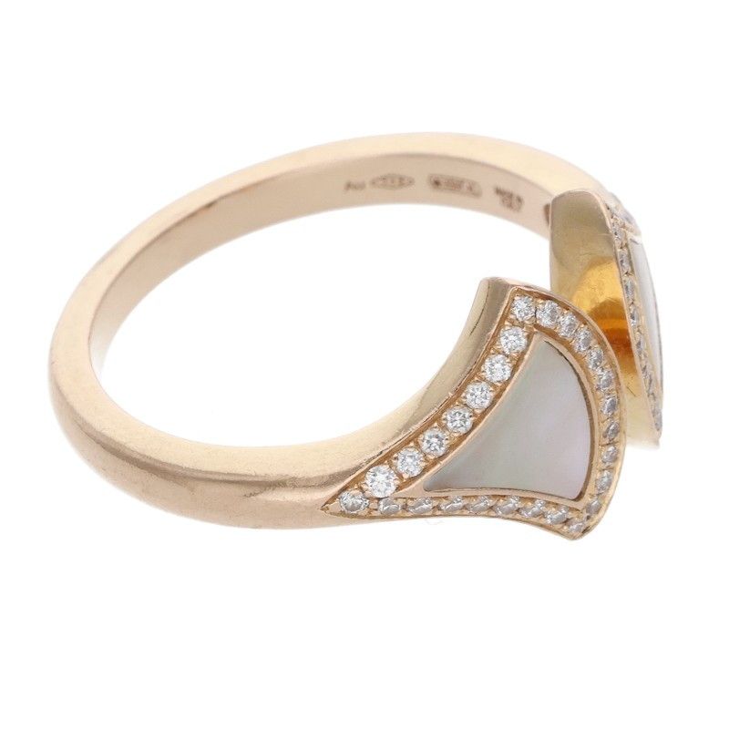 Bvlgari Bulgari Diva Dream 18k Pink Gold Diamond Mother of Pearl Ring 52