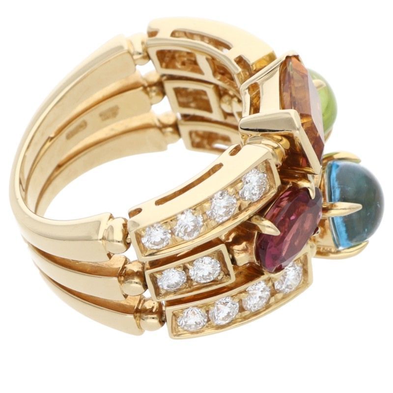 Bvlgari Allegra 18k Yellow Gold Multi Stone Pave Diamond Ring
