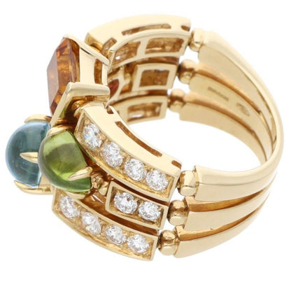 Bvlgari Allegra 18k Yellow Gold Multi Stone Pave Diamond Ring