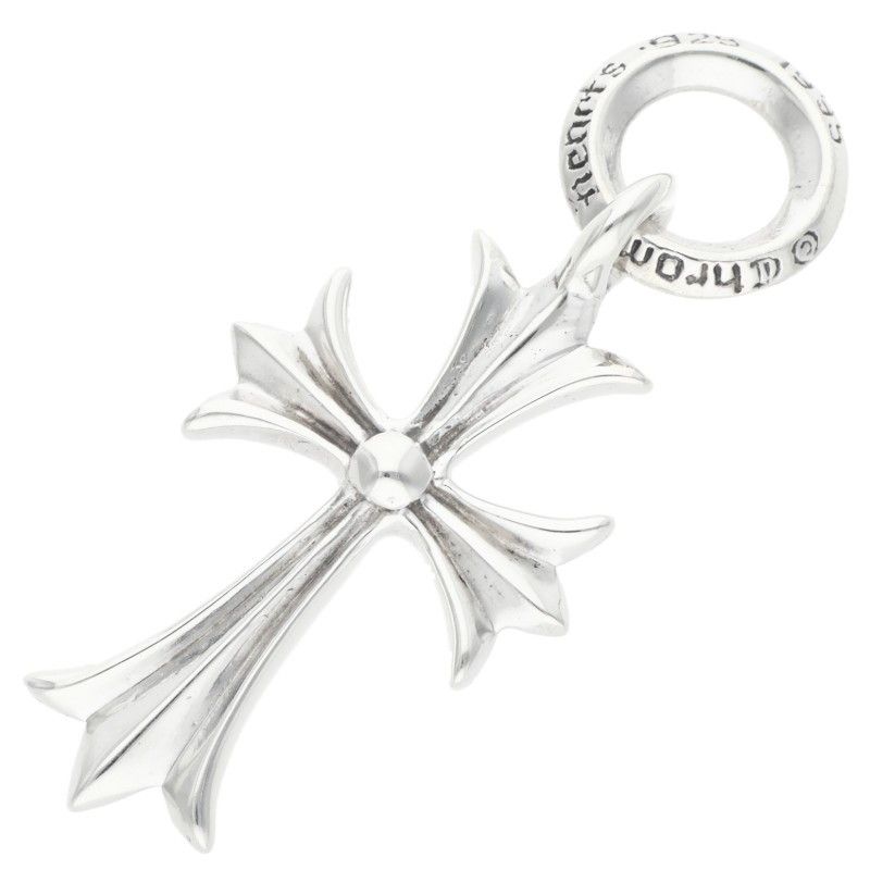 Chrome Hearts Tiny CH Cross Vintage Charm Silver Necklace Top