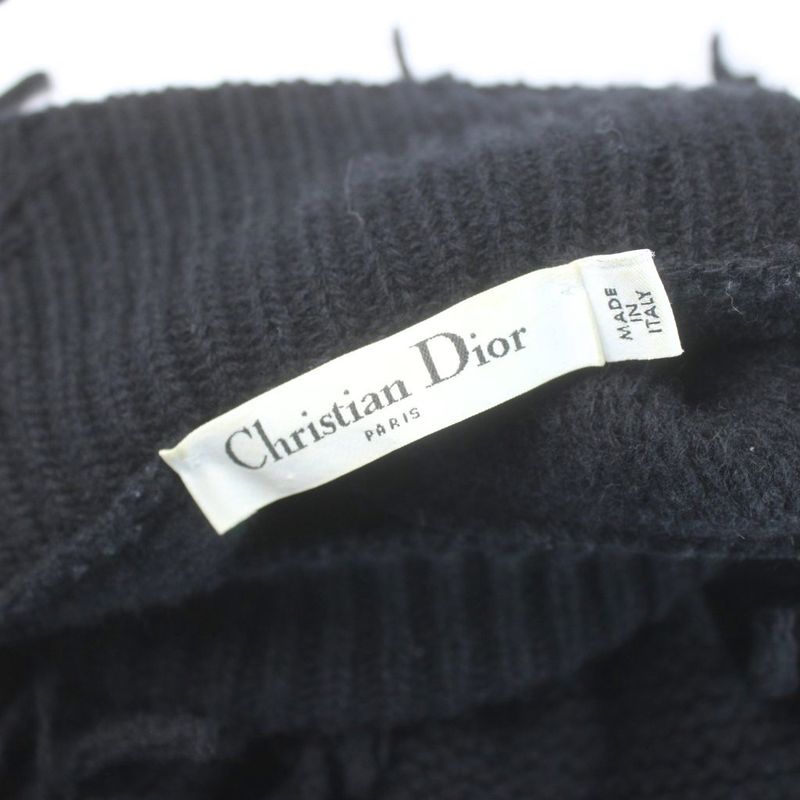 Dior Sleeveless Knit Sweater Poncho Wool Cashmere Blend Black MW