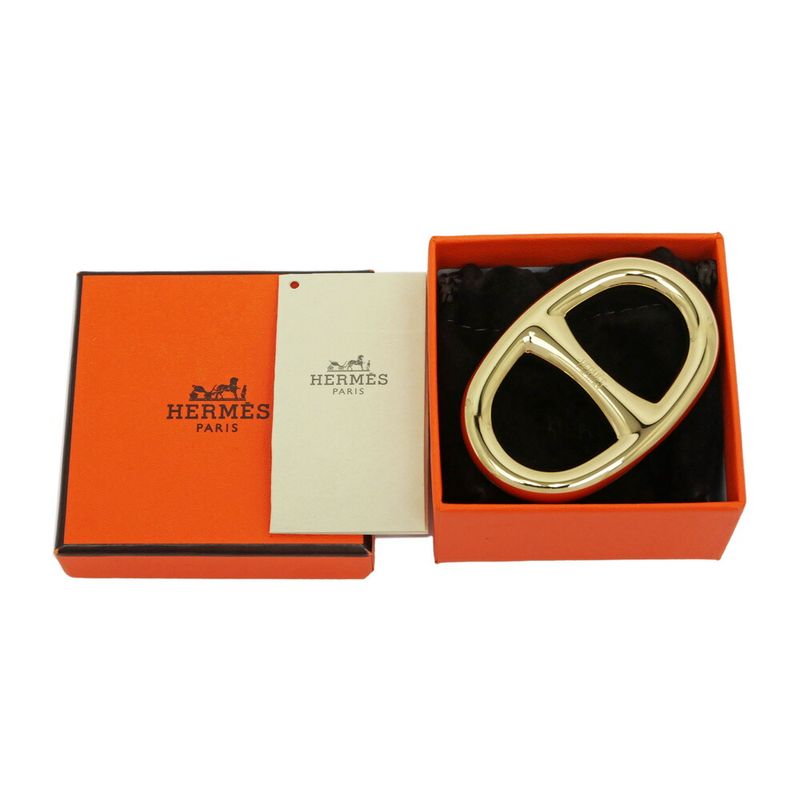 Hermes Scarf Ring Chaine D'ancre Permanent Brass Gold Color GD Necklace Style