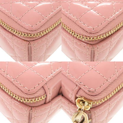 Dior Lady Chain Cube Micro Pouch Patent Leather Pink