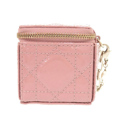 Dior Lady Chain Cube Micro Pouch Patent Leather Pink