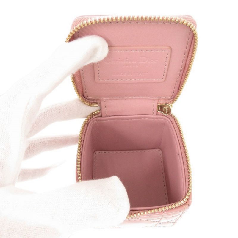 Dior Lady Chain Cube Micro Pouch Patent Leather Pink