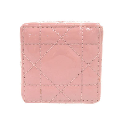 Dior Lady Chain Cube Micro Pouch Patent Leather Pink