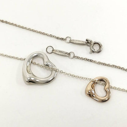Tiffany & Co Necklace Double Open Heart Elsa Peretti 750 Gold Silver