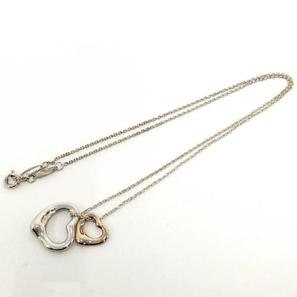 Tiffany & Co Necklace Double Open Heart Elsa Peretti 750 Gold Silver