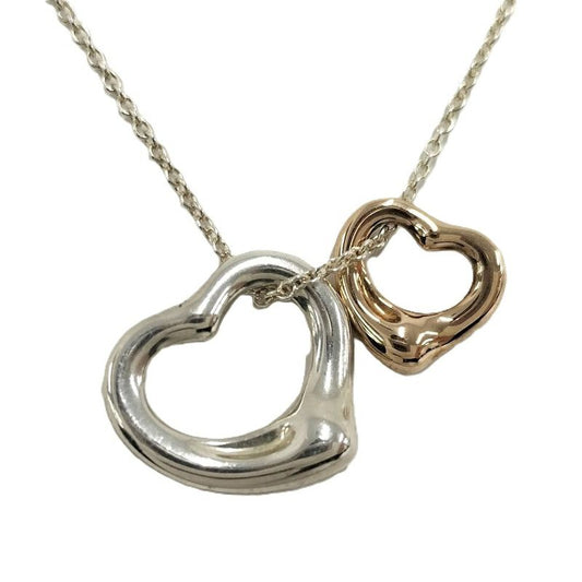Tiffany & Co Necklace Double Open Heart Elsa Peretti 750 Gold Silver