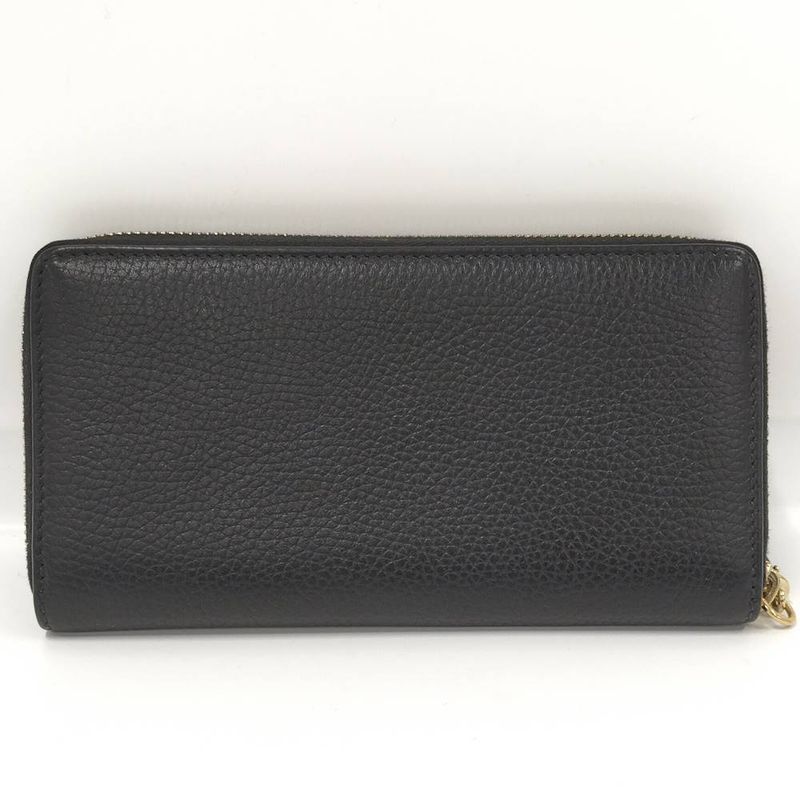 Gucci Soho Zip Around Wallet Interlocking Leather Black