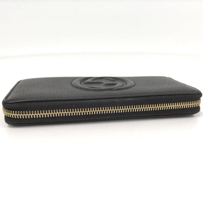 Gucci Soho Zip Around Wallet Interlocking Leather Black