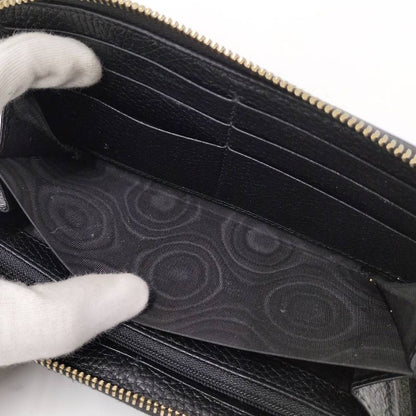 Gucci Soho Zip Around Wallet Interlocking Leather Black