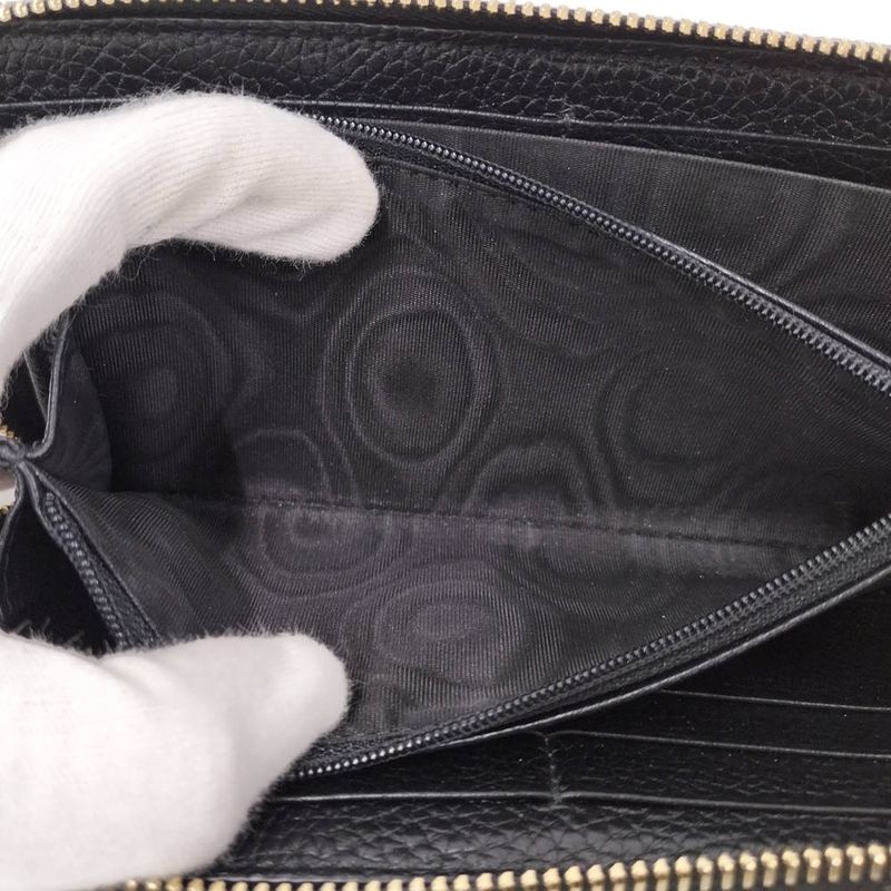 Gucci Soho Zip Around Wallet Interlocking Leather Black