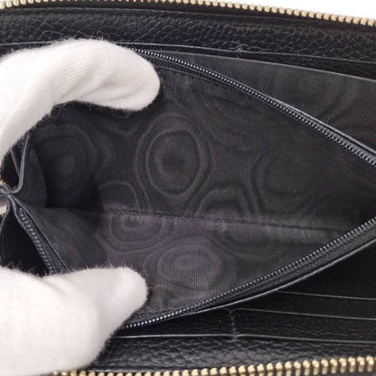 Gucci Soho Zip Around Wallet Interlocking Leather Black