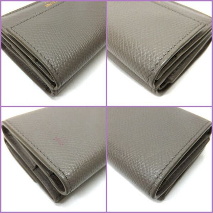 Celine Small Trifold Wallet Leather Gray Gold
