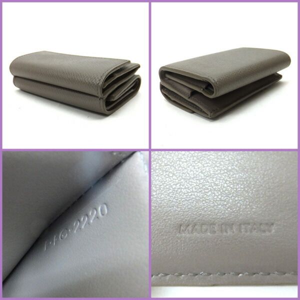 Celine Small Trifold Wallet Leather Gray Gold
