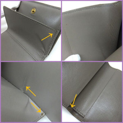 Celine Small Trifold Wallet Leather Gray Gold
