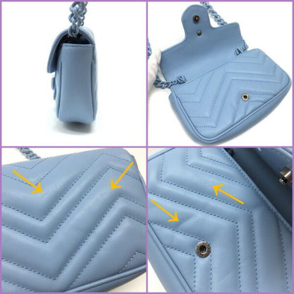 Gucci Belt Chain Bag GG Marmont Leather Light Blue