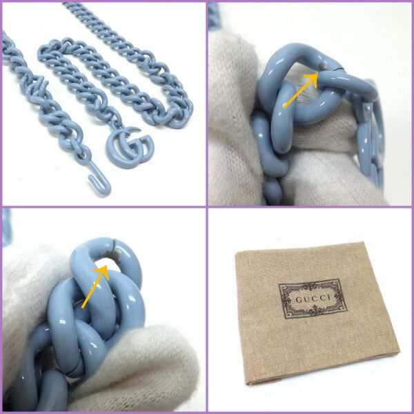 Gucci Belt Chain Bag GG Marmont Leather Light Blue