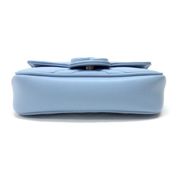 Gucci Belt Chain Bag GG Marmont Leather Light Blue