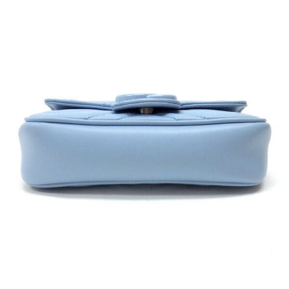 Gucci Belt Chain Bag GG Marmont Leather Light Blue