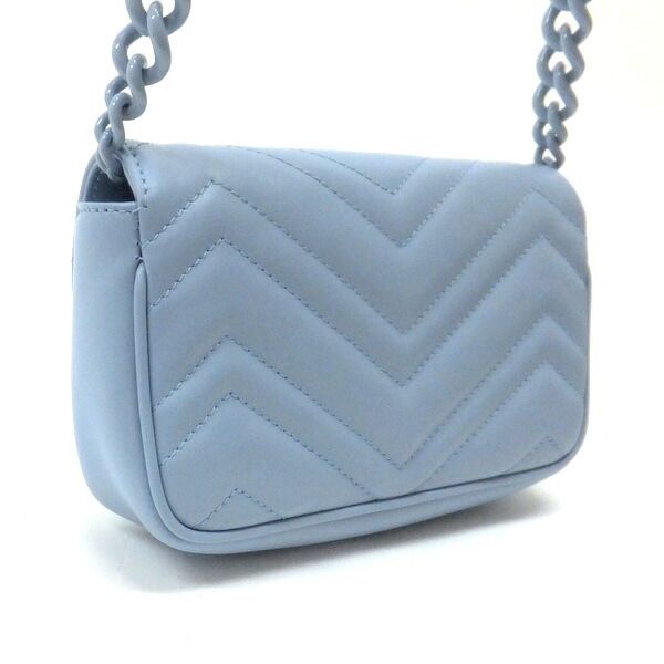 Gucci Belt Chain Bag GG Marmont Leather Light Blue