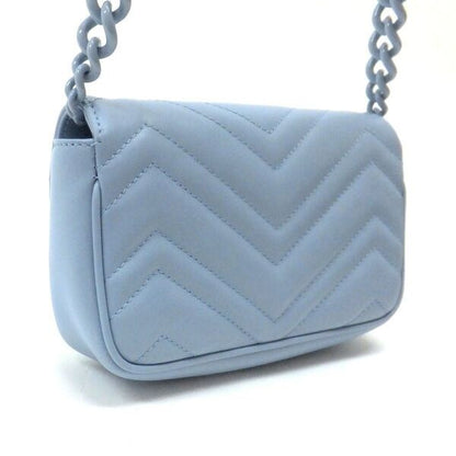 Gucci Belt Chain Bag GG Marmont Leather Light Blue